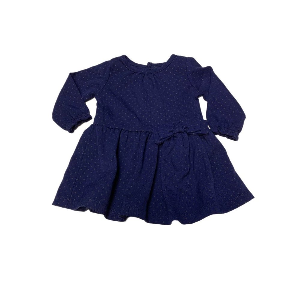 Carters girls Blue Ploka Dot Long Sleeve Bow Dress 6M